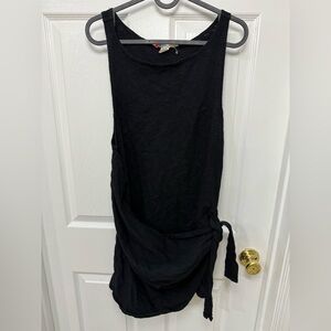 Free People Beach Black Cotton Faux Wrap Dress Size Small